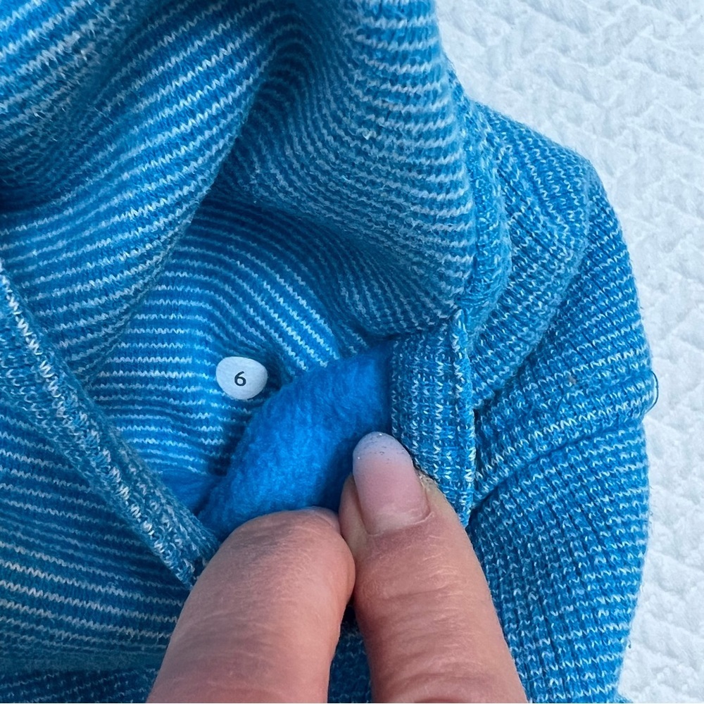 LULULEMON Blue Micro Stripe Scuba Hoodie Size 6 - Picture 8 of 9